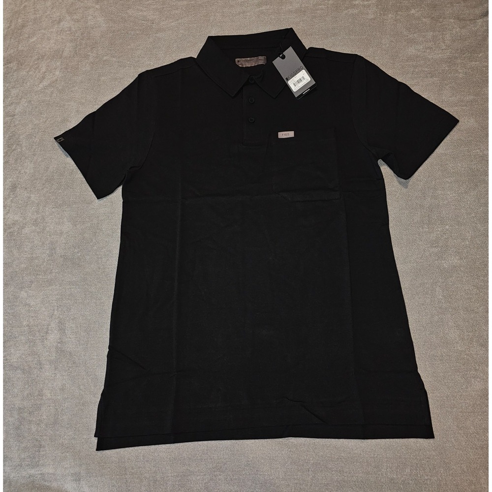 FIGS Pro Technical Pique Scrub Polo Mens Small Black medical nursing